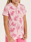 Juniors pink all over animal printed polo tshirt (Summer)