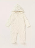 Juniors white dot embossed fleece sleepsuit (Winter)