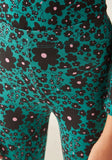 Juniors all over floral printed green leggings