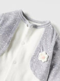 Juniors white fleece sleepsuit with grey coat design (Winter)