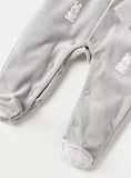 Giggles bunny embroidered grey fleece sleepsuit (winter)