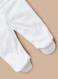 Juniors frill white embroidered floral & bunny sleepsuit