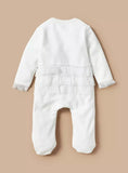 Giggles White Bow Applique Fleece Formal Sleepsuit (Winter)