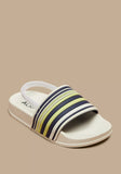 Aqua white multi stripe slides with backstrap
