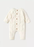 Juniors white knitted openfeet sleepsuit (winter)