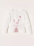 Juniors rabbit printed shirt & stripe pyjama set (set of 2)