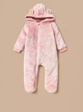 Juniors Pink Hooded Zipped Sleepsuit (Winter)