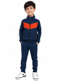 Spandex navy blue colorblock boys zipped pullover (Winter)
