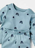 Juniors blue rainbow printed shirt & pyjama set (set of 2)