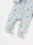 Juniors blue animals printed zipped sleepsuit