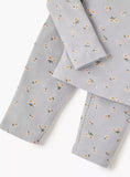 Juniors grey ribbed floral shirt & pyjama set (set of 2)