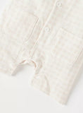 Juniors checkered printed button down half romper (Summer)