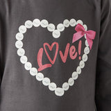 Juniors black love printed fullsleeves frock