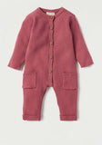 Juniors red ribbed knitted openfeet sleepsuit (Winter)