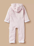 Juniors pink sheep embroidered fleece openfeet sleepsuit (winter)