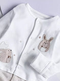 Giggles beige bear embroidered sleepsuit