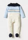 Giggles boys white & blue colorblock closedfeet sleepsuit (Thick cotton) (Winter)