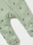 Juniors green printed & textured zipped sleepsuit