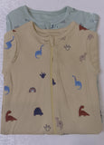 Juniors all over dino printed zipped sleepsuits (set of 2)