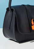 Mistotes Solid black Crossbody Bag with Adjustable Strap and Flap Closure