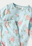 Juniors blue flowers printed shirt & pyjama set (set of 2)