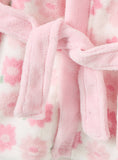 Juniors All Over Floral Detail Hooded fleece bathrobe With Tie Up Belt