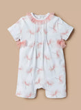 Juniors pink flower printed & netted half romper (Summer)