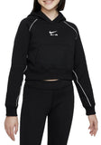 Nike Air solid black girls cropped fleece hoodie (Winter)