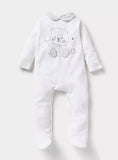 Juniors white bear embroidered fleece sleepsuit (Winter)