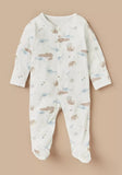Juniors beige printed sleepsuits (set of 3)