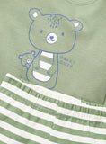 Juniors green bear & stripe printed shirt & pyjama set (set of 2)