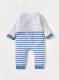Juniors whale & stripe printed openfeet sleepsuit