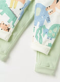 Juniors green & jungle printed jog pants (set of 2)