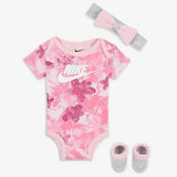 Nike pink floral printed starter set with headband (Pack Of 3) (Box Packaging)