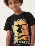 Juniors skateboard printed black tshirt (Summer)