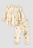 Juniors beige girls floral shirt & pyjama set (set of 2)