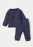 Juniors navy all over ribbed shirt & pyjama set (set of 2)
