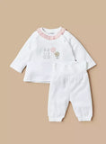 Junuors bunny & flower embroidered shirt & pyjama set (set of 2)