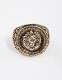 Lovisa antique gold lion signet ring (Jewellery)