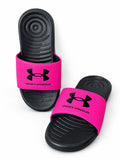 Under Armour pink & black slides