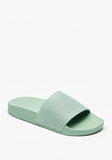 Shoexpress green textured slides