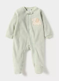 Juniors green elephant fleece zipped sleepsuit (winter)