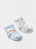 Juniors unicorn rainbow printed socks (pack of 2)