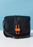 Mistotes Solid black Crossbody Bag with Adjustable Strap and Flap Closure