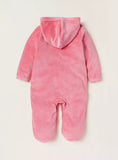 Juniors hot pink penguin fleece hooded sleepsuit (Winter)