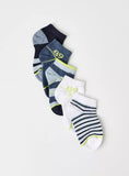 Juniors printed striped ankle socks (pack of 5)