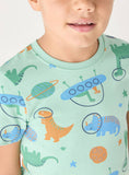 Juniors colorful dino & space printed shirt & pyjama set (set of 2) (Summer)