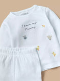 Juniors white I love my mummy embroidered shirt & pyjama set (set of 2)