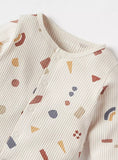 Juniors beige abstract printed ribbed sleepsuit