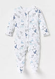 Juniors blue fox printed sleepsuits (set of 3)